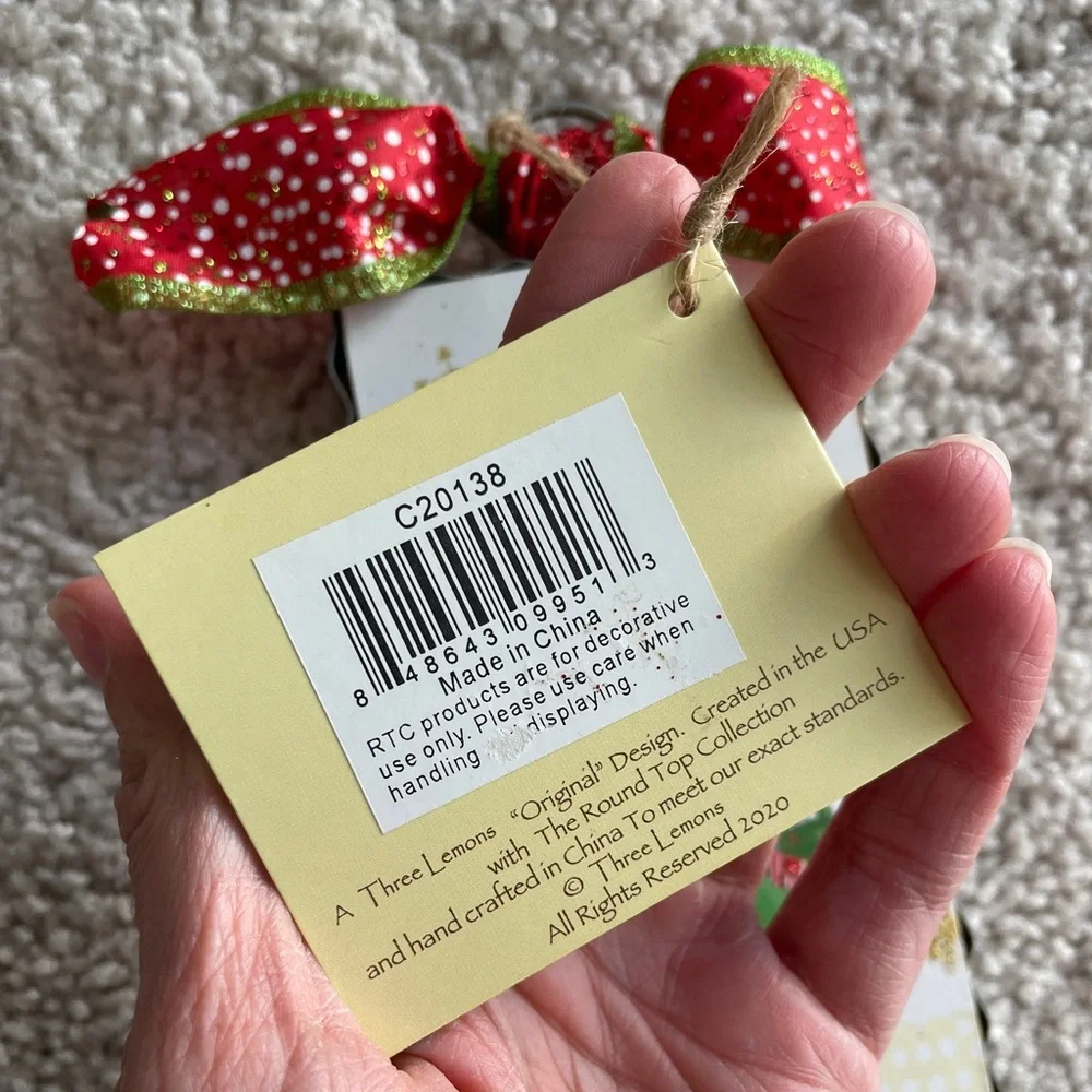 The Round Top Collection Holiday Birds Glitter Bow Mini Gallery Ornament